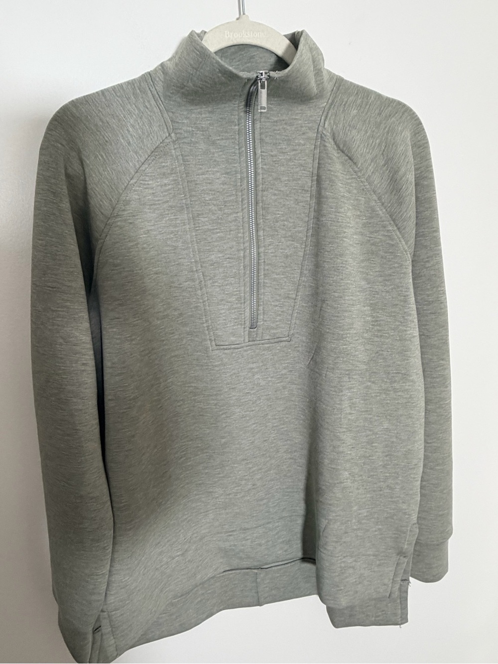 Spanx Air Essentials Tunic Half-Zip Pullover Sweatshirt BNWT- Sage Brush Heather